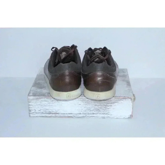 Men’s 9 M FootJoy FJ Contour Casual Spikeless Golf Shoes Brown Leather 54226 - Picture 4 of 9